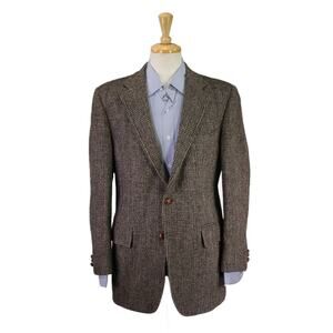 Harris Tweed Barney's New York Brown Woven Scottish Wool Blazer Jacket 40R